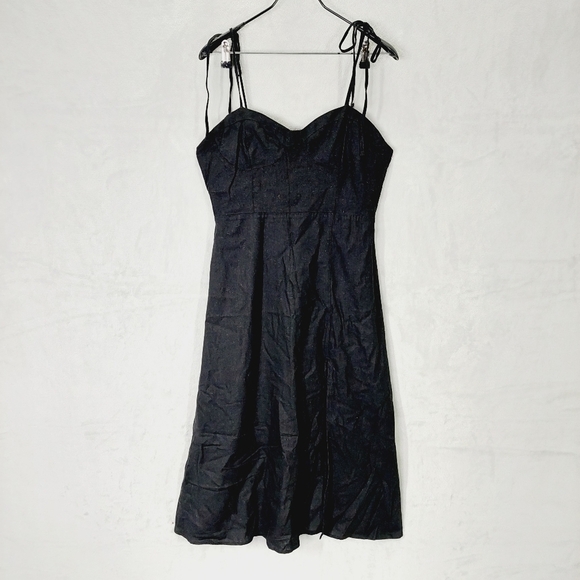 New Forever 21 Bustier Cami Black Side Slit Midi Dress P1667 - Picture 2 of 11